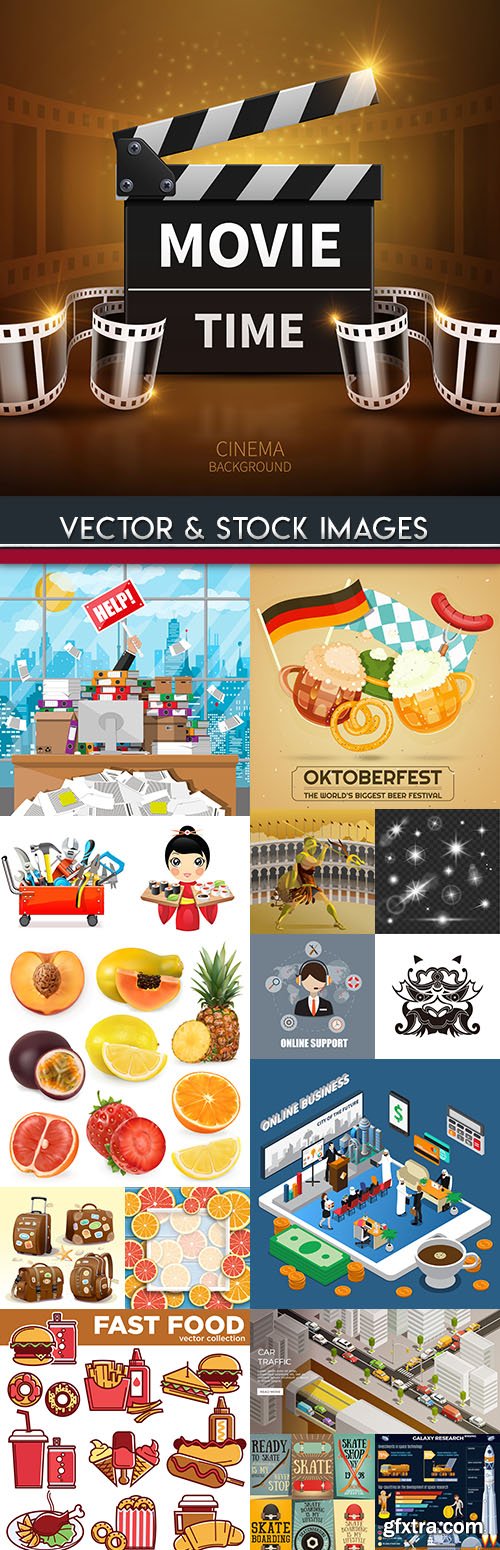 Big illustrations on different subject vector collection 15