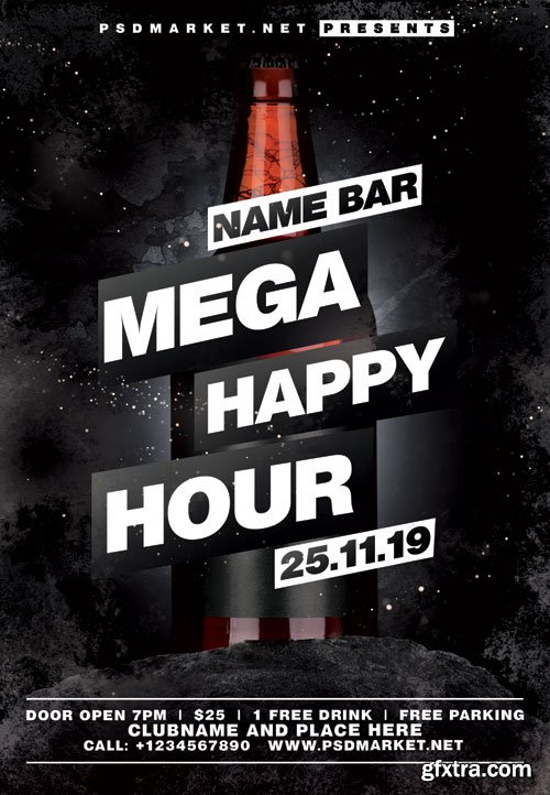 MEGA HAPPY HOUR FLYER – PSD TEMPLATE