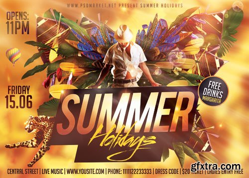 SUMMER HOLIDAYS – PREMIUM A5 FLYER PSD TEMPLATE