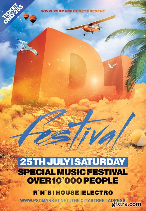 SUMMER DJ FESTIVAL – PREMIUM FLYER PSD TEMPLATE