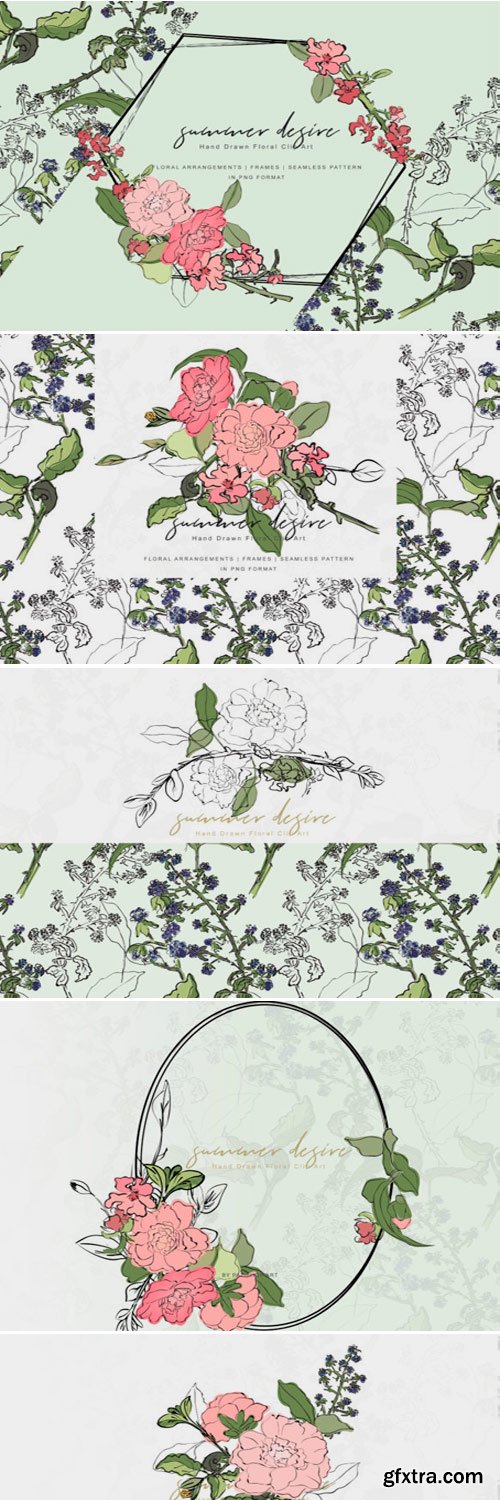 Hand Drawn Floral & Black Berry Clip Art 1467801