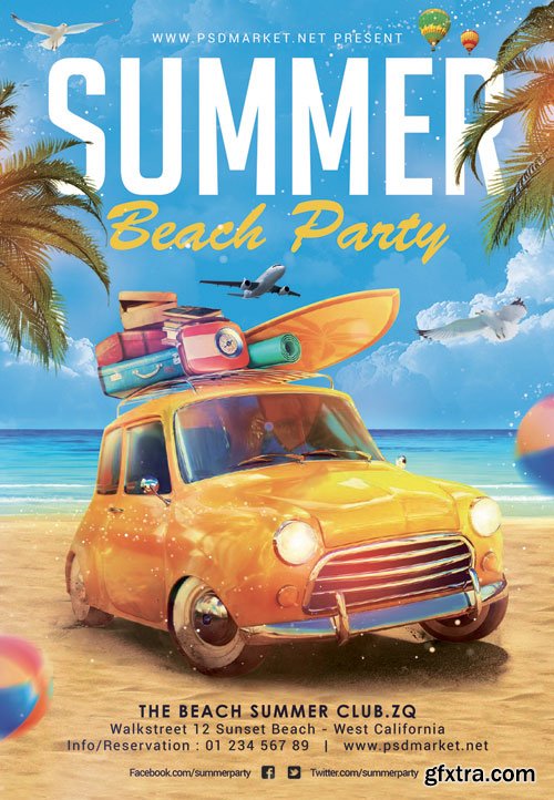 SUMMER BEACH PARTY – PREMIUM FLYER PSD TEMPLATE