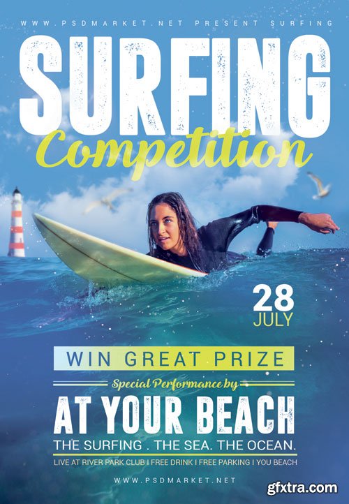 SURFING COMPETITION – PREMIUM FLYER PSD TEMPLATE