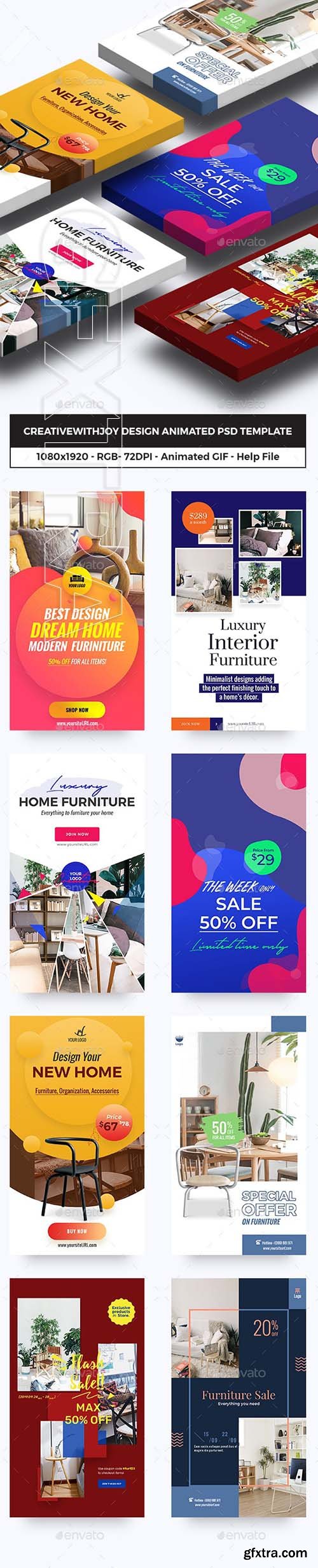 GraphicRiver - Furniture, Decor Animated GIFs Instagram Stories