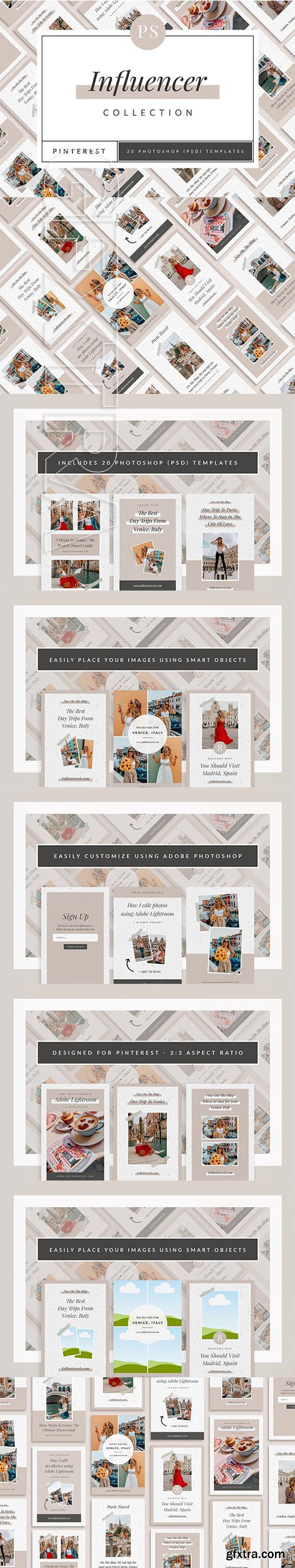 CreativeMarket - Influencer Pinterest Templates 3796392