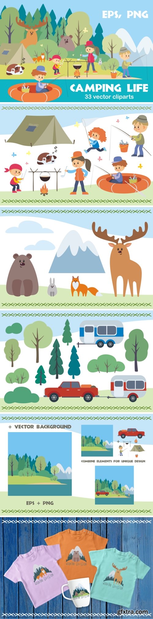 Camping Life. Vector Cliparts. 1472309