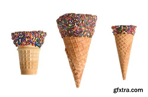 Collection Of Empty Ice Cream Cone Isolated - 12xJPGs