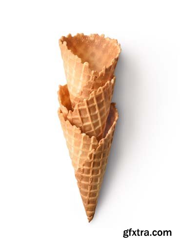 Collection Of Empty Ice Cream Cone Isolated - 12xJPGs