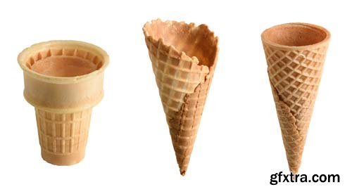 Collection Of Empty Ice Cream Cone Isolated - 12xJPGs