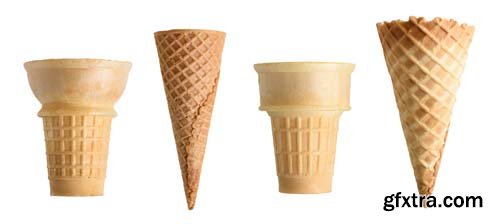 Collection Of Empty Ice Cream Cone Isolated - 12xJPGs