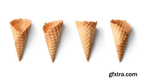 Collection Of Empty Ice Cream Cone Isolated - 12xJPGs