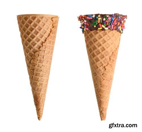 Collection Of Empty Ice Cream Cone Isolated - 12xJPGs