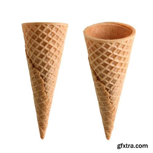 Collection Of Empty Ice Cream Cone Isolated - 12xJPGs