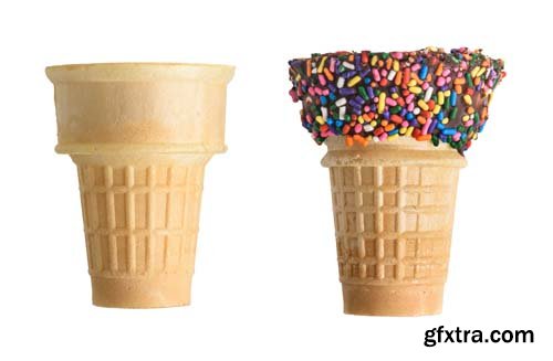 Collection Of Empty Ice Cream Cone Isolated - 12xJPGs