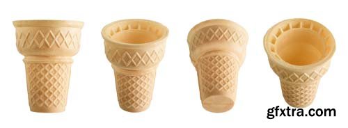 Collection Of Empty Ice Cream Cone Isolated - 12xJPGs