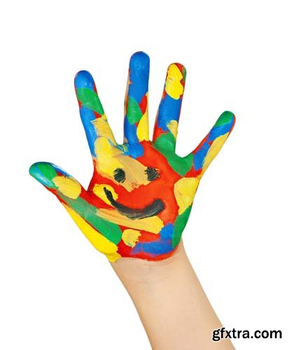 Colorful Child Hands-1 Isolated - 16xJPGs