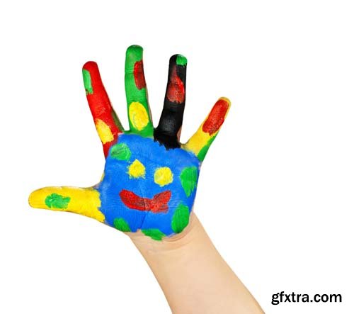 Colorful Child Hands-1 Isolated - 16xJPGs