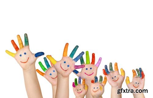 Colorful Child Hands-1 Isolated - 16xJPGs