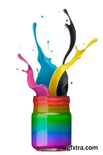 Colorful Ink Splashing Isolated - 6xJPGs