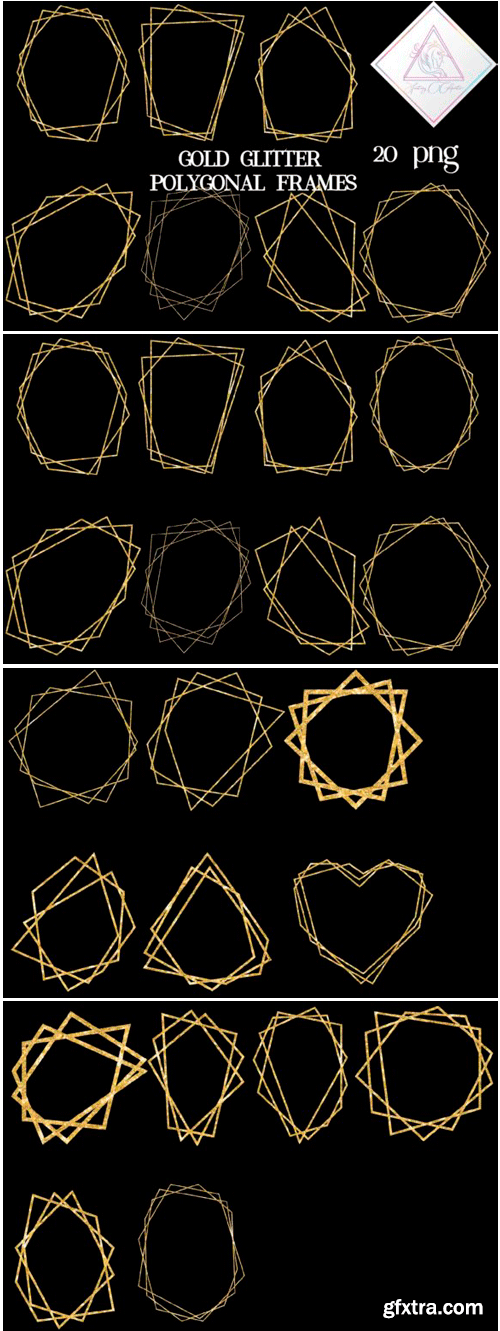 Gold Glitter Polygonal Frames 1472858