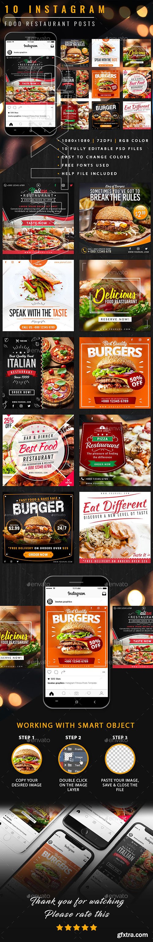 GraphicRiver - Instagram Food Restaurant Posts 23853738