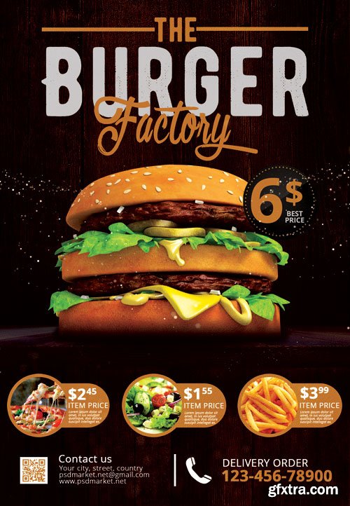 BURGER FACTORY – PREMIUM FLYER PSD TEMPLATE