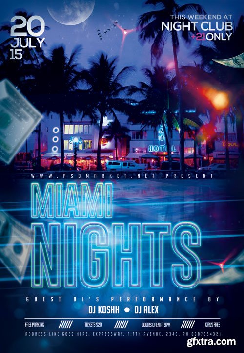 MIAMI NIGHTS FLYER – PSD TEMPLATE