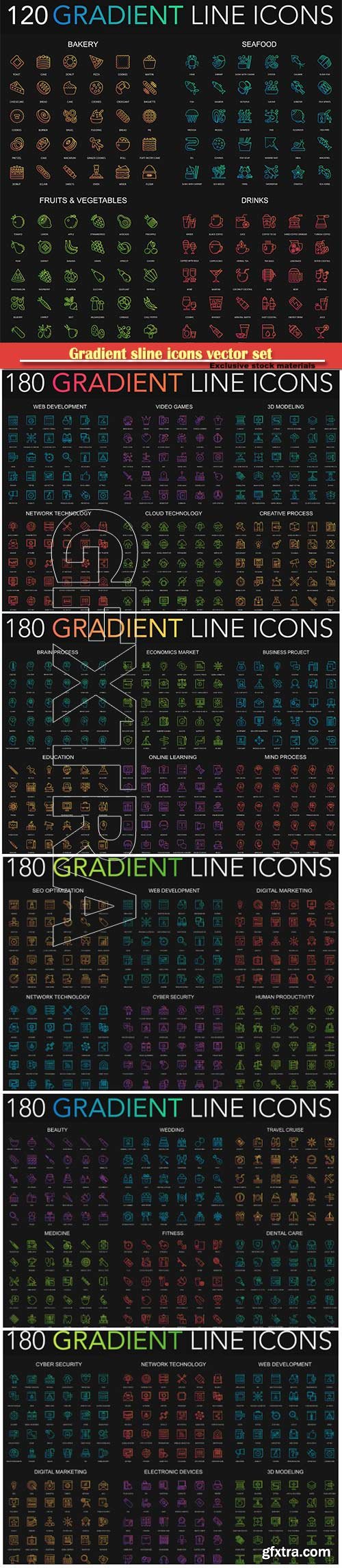 Gradient sline icons vector set