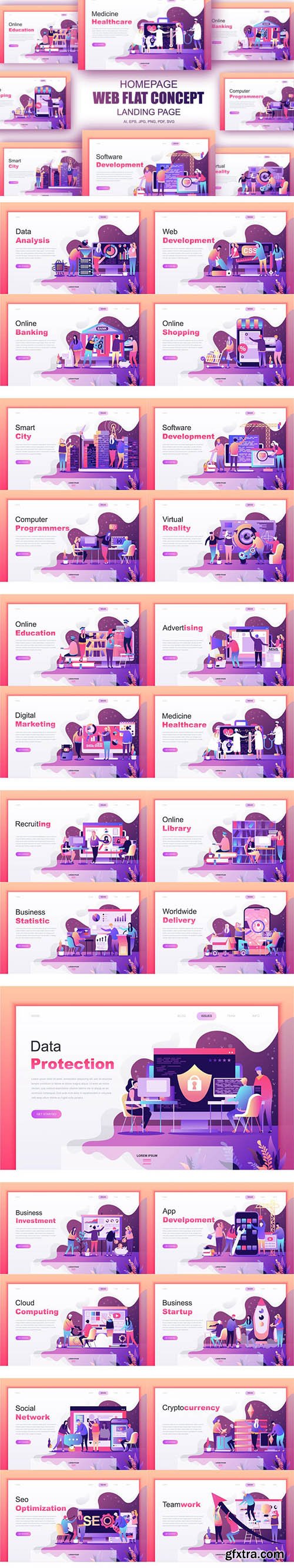 BIG Collection Landing Page Template Flat Concept