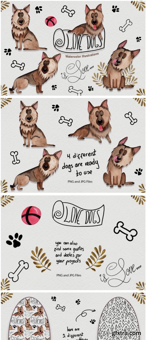 Watercolor Dog Illustrations 1475815