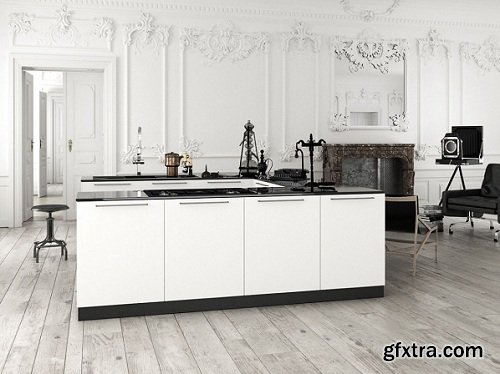 Scandinavian Style Kitchen Interior Scene 04