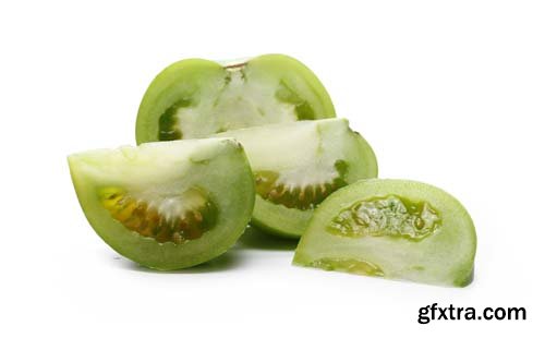 Green Tomato Slices Isolated - 10xJPGs