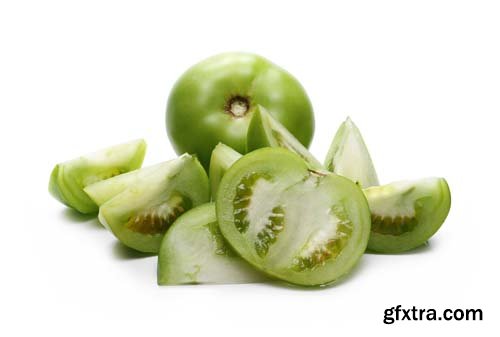 Green Tomato Slices Isolated - 10xJPGs