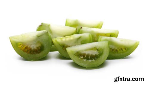 Green Tomato Slices Isolated - 10xJPGs