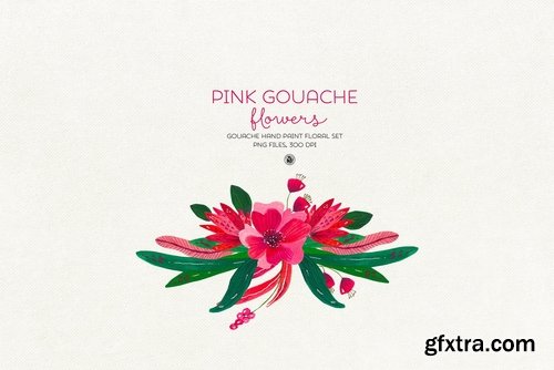 Pink Gouache Flowers