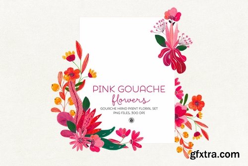 Pink Gouache Flowers