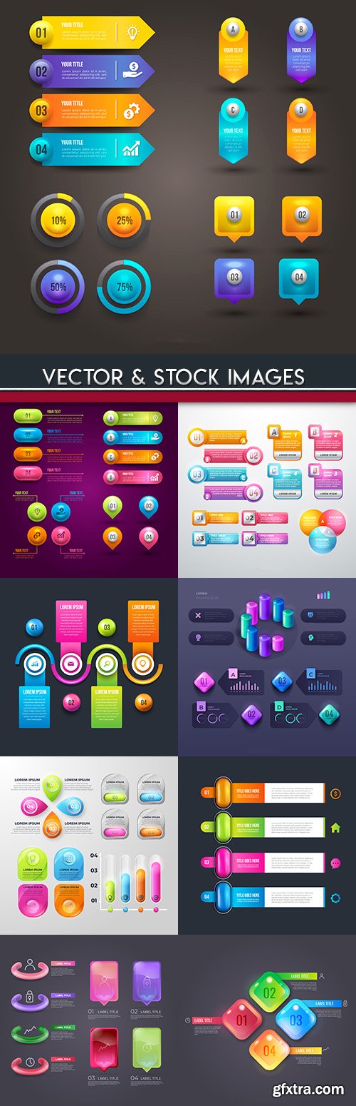 Business infographics options elements collection 68