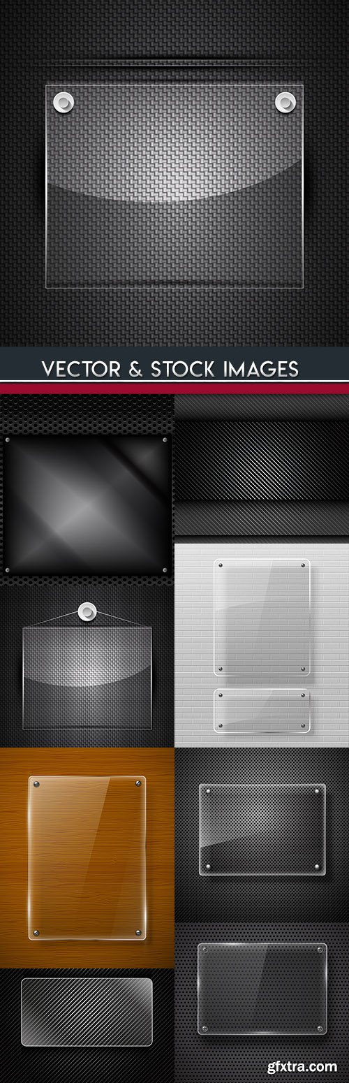 Banner glass design black metal background