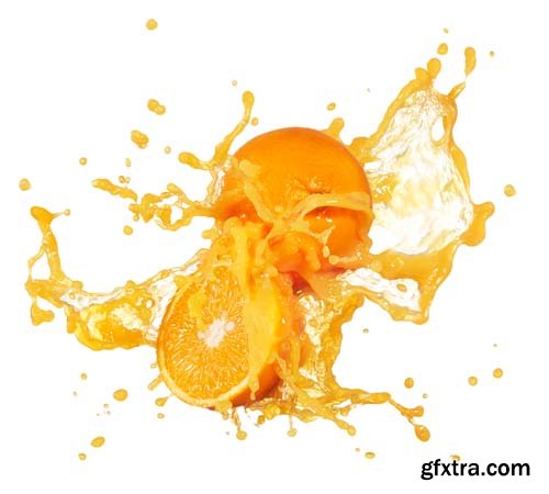 Orenge Juice Splash Isolated - 12xJPGs