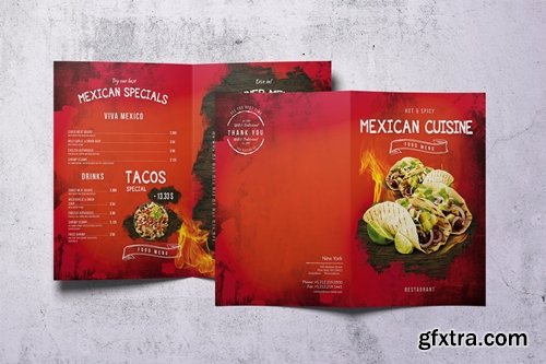 Mexican Bifold A4 & US Letter Food Menu V2