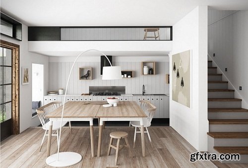 Scandinavian Style Kitchen Interior Scene 05