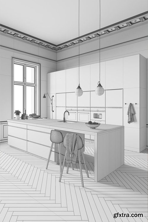 Cgtrader - White Kitchen by Kvik 3D model