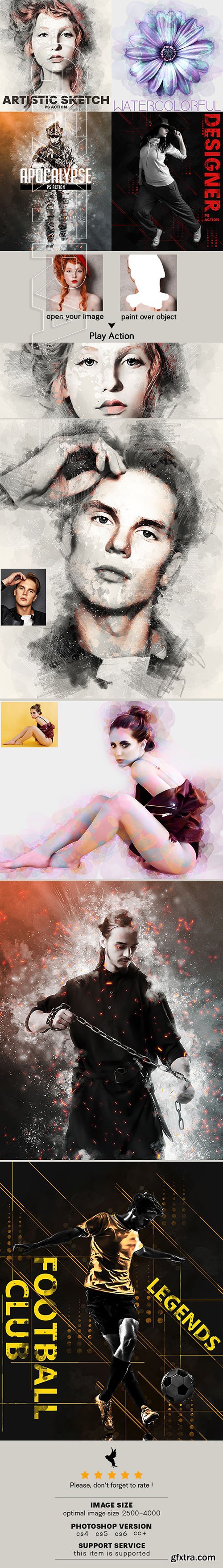 GraphicRiver - 4 In One Pro Photoshop Actions V2 Bundle 23925243