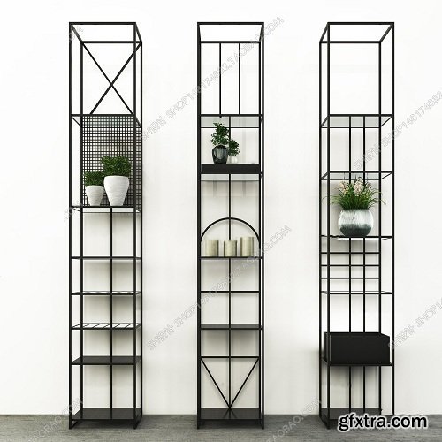 Nordic wrought iron decorative frame jewelry frame floral vase 3D model