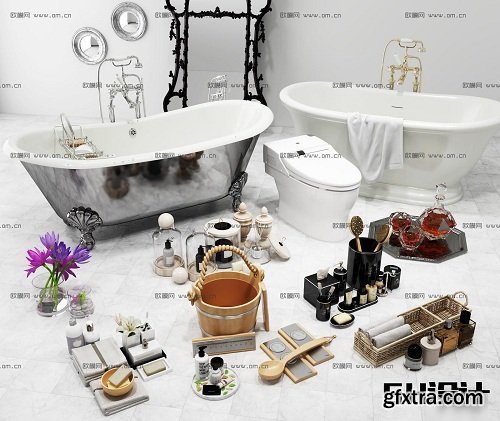 Modern Bathtub & Bathroom Accessories 3d Models