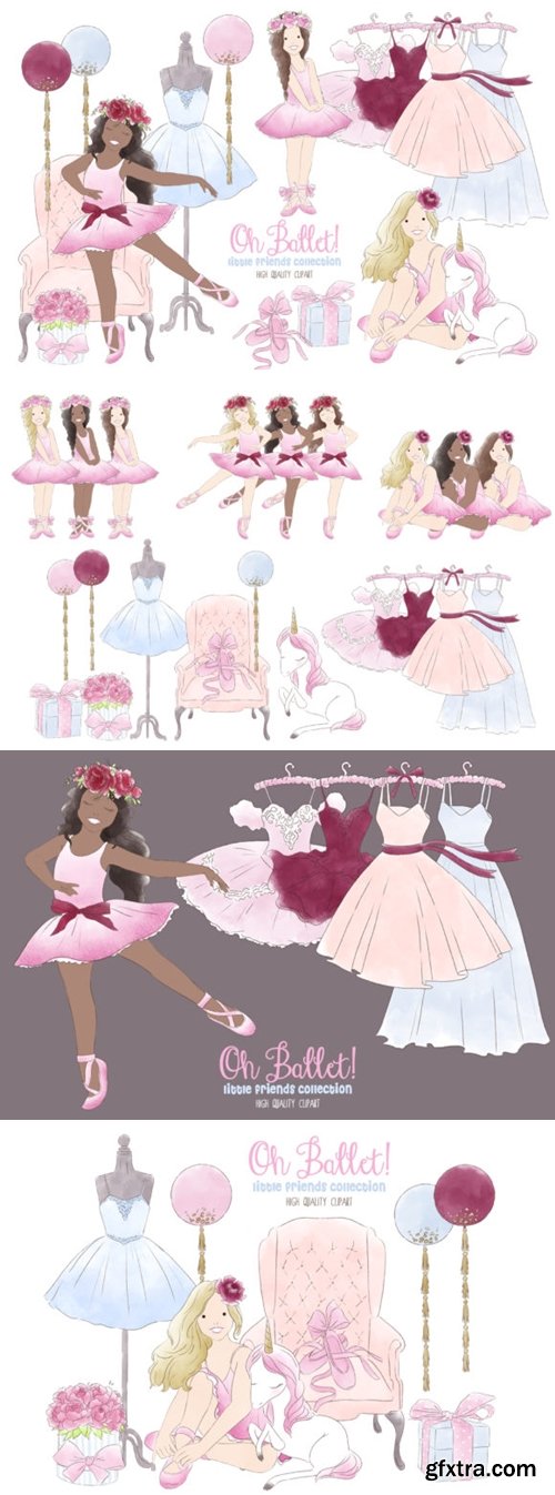 Ballerina Ballet Tutu Watercolor Clipart 1490723