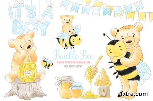 Bumble Bee Boy Honey Watercolor Clipart 1490150