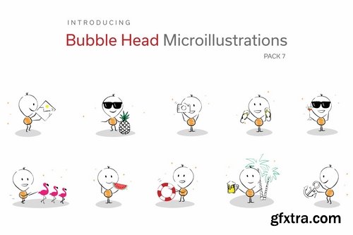 Bubble Head Micro Illustrations - Errors Summer Holiday Pack