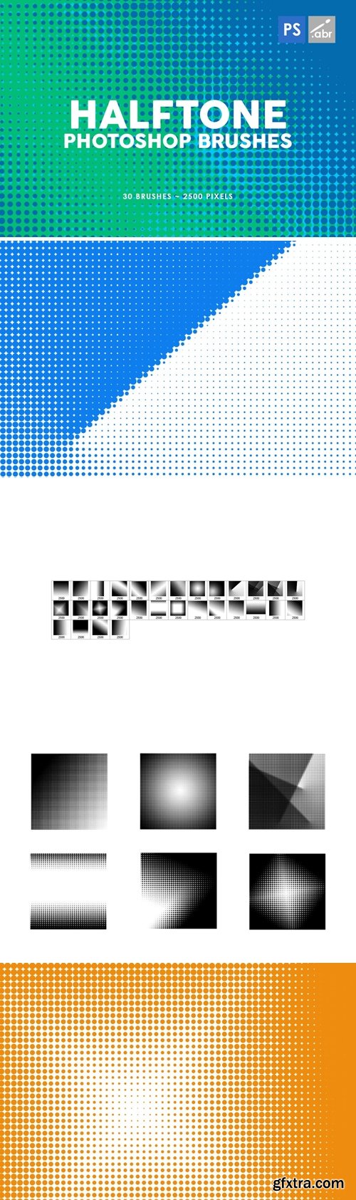 30 Halftone Gradients Photoshop Stamp Brushes