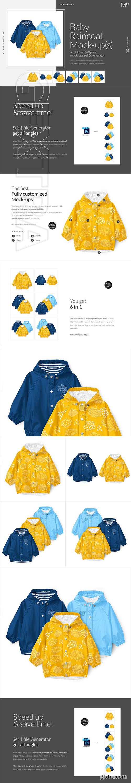 CreativeMarket - Baby Raincoat Mock-ups Set&Generator 3803014